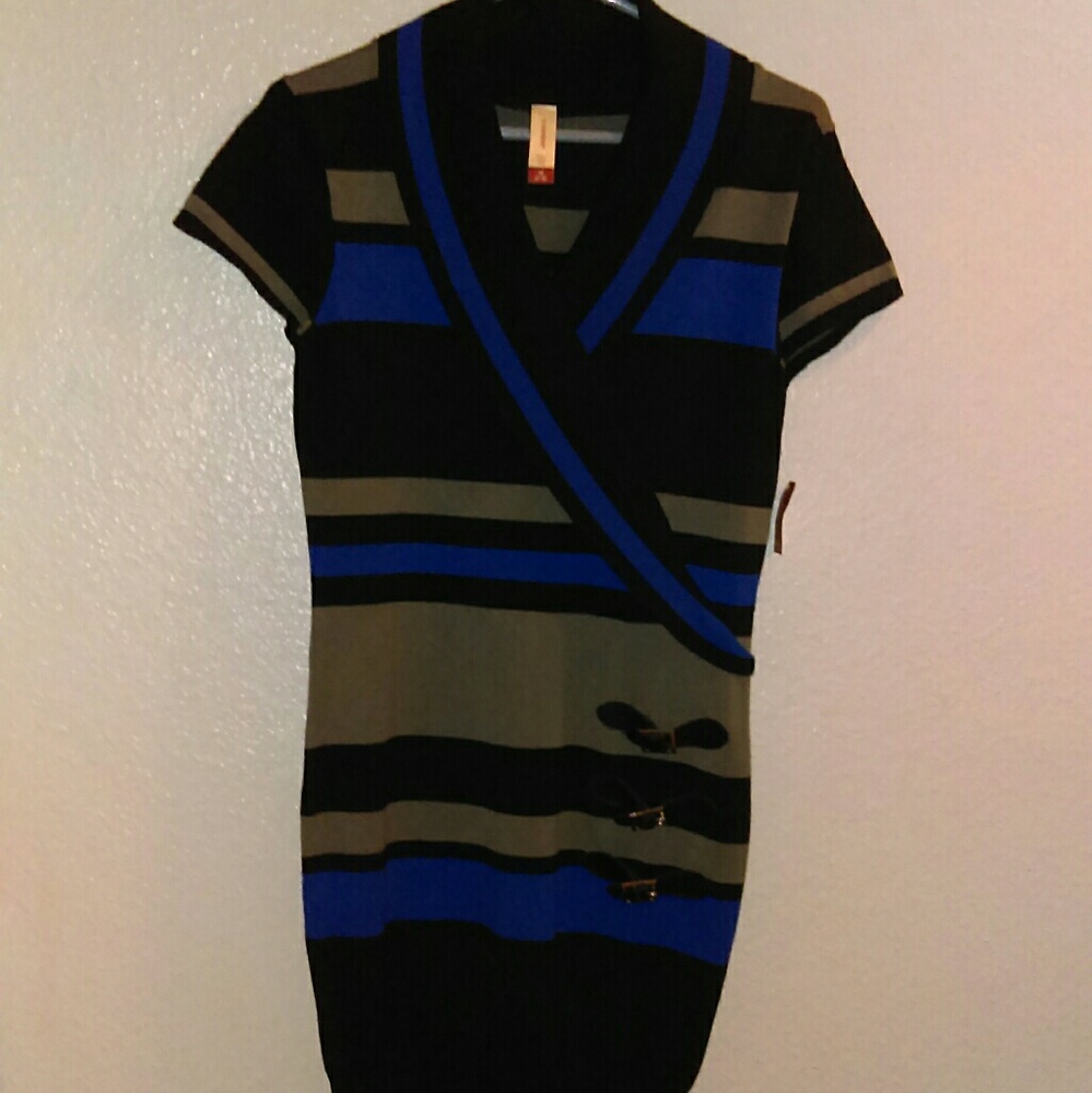 No Boundaries striped sweater dress